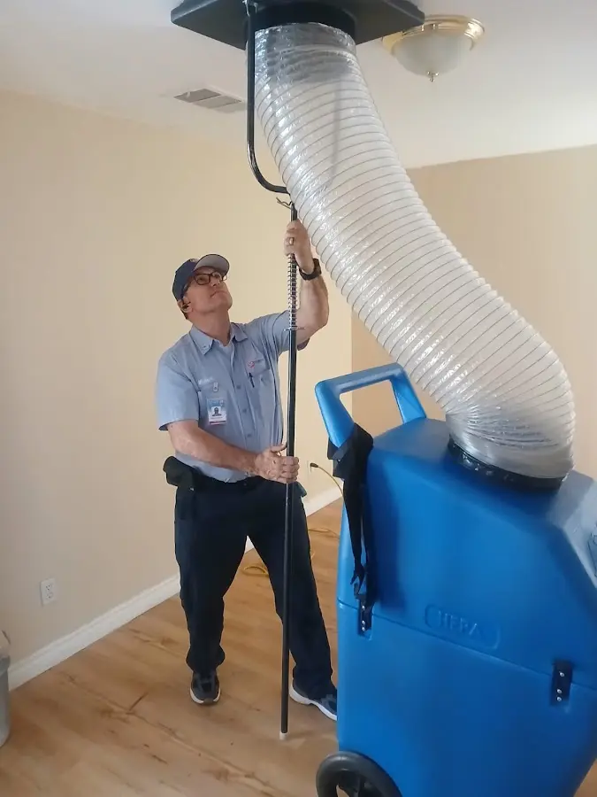 Mini Split Installation technician using HEPA equipment in Riverside